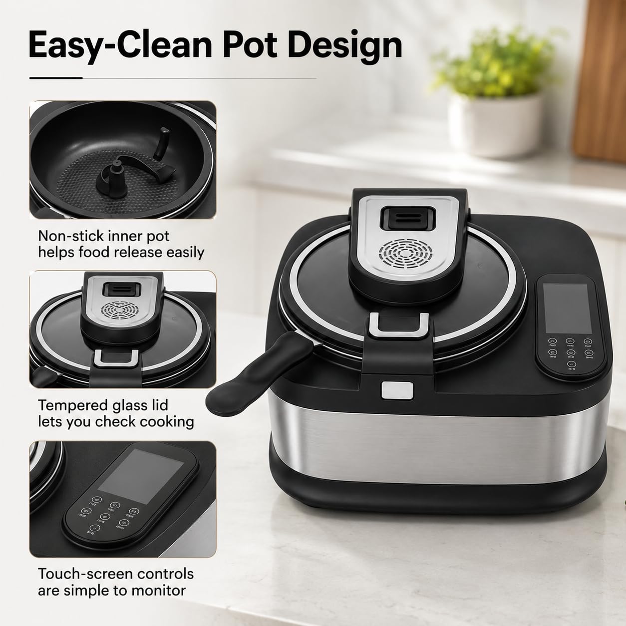 Machine à cuisiner automatique pour sauter et mijoter, capacité de 5 L