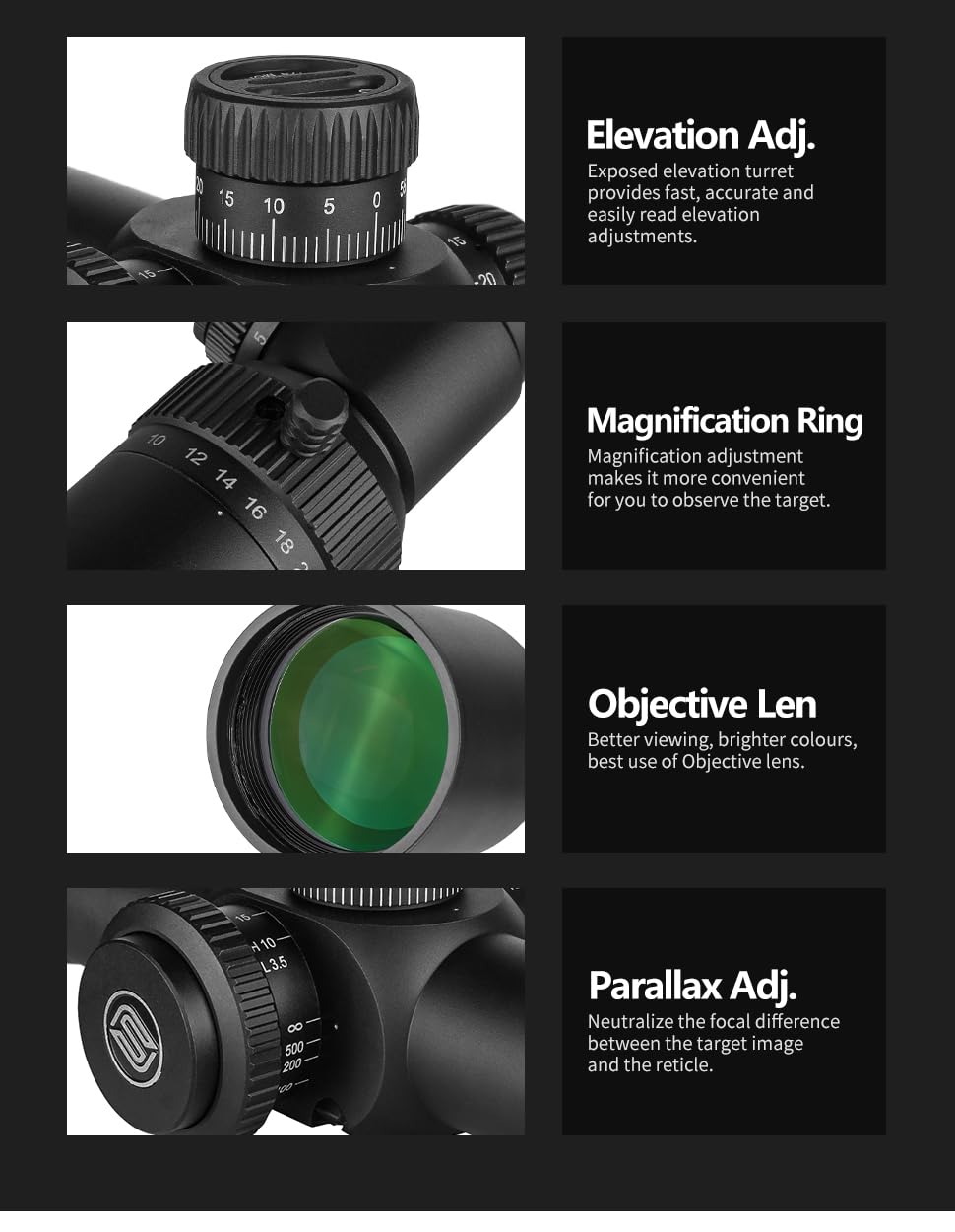 Spina OPTICS6-24x50 FFP Le Premier Focal Plane Telescopique Viseur Chasse Tir Mil Dot Réticule