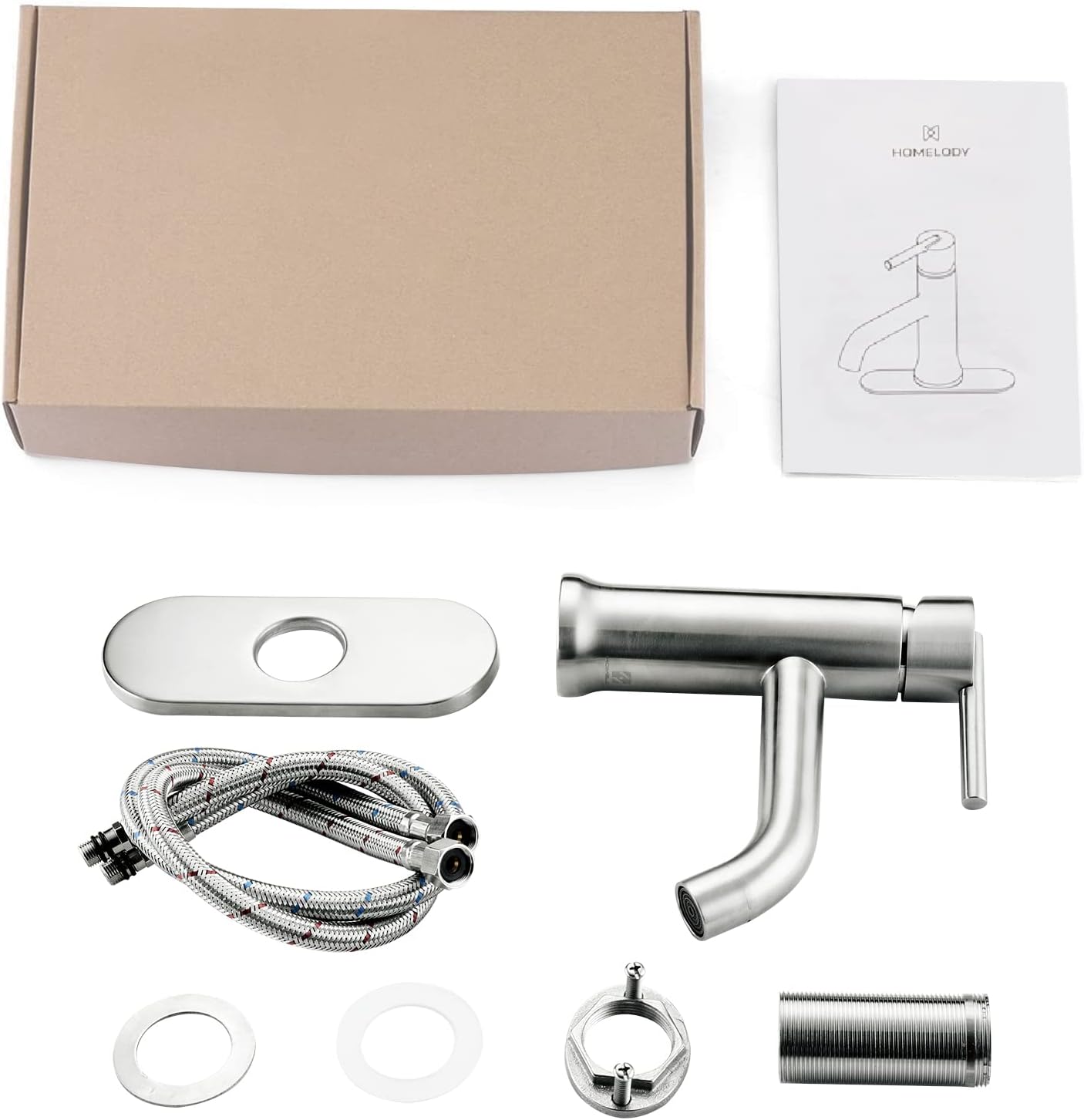 Crеаtіvе Prоduсt HOMELODY Bathroom Faucet Brushed Nickel for 1 or 3 Holes, Single Handle Bathroom Sink Faucet with Deck Plate and Supply Lines,Single Hole Vanity Faucet RV Faucets Lavatory Faucet Stainless Steel Uр Tо 40% оƒƒ HOMELODY Bathroom Faucet Brushed Nickel for 1 or 3 Holes, Single Handle Bathroom Sink Faucet with Deck Plate and Supply Lines,Single Hole Vanity Faucet RV Faucets Lavatory Faucet Stainless Steel