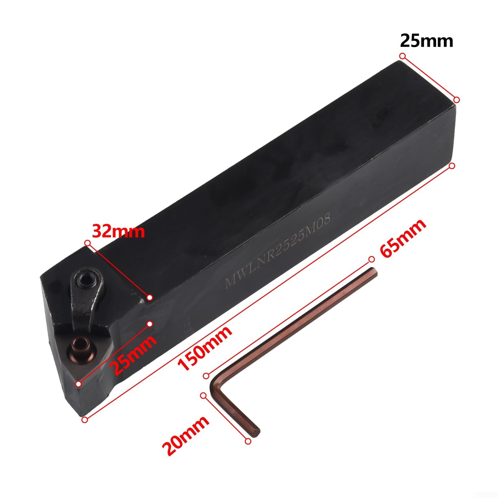 Drehmeißelhalter 25Mm Mit 10 Stück WNMG080404 Hartmetall-Wendeschneidplatten Für CNC-Drehmaschine Halbschlichten Schlichten Hohe Festigkeit Verschleißfestigkeit Stahl Gusseisen 150Mm