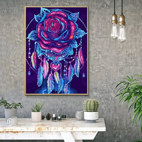 Eiazuiks Paint By Number For Adults. Paint By Numbers For Adults Beginner Drawing Paintwork With 3 Paintbrushes Paint Canvas Rose Oil Painting 16” X 20” #TOP3