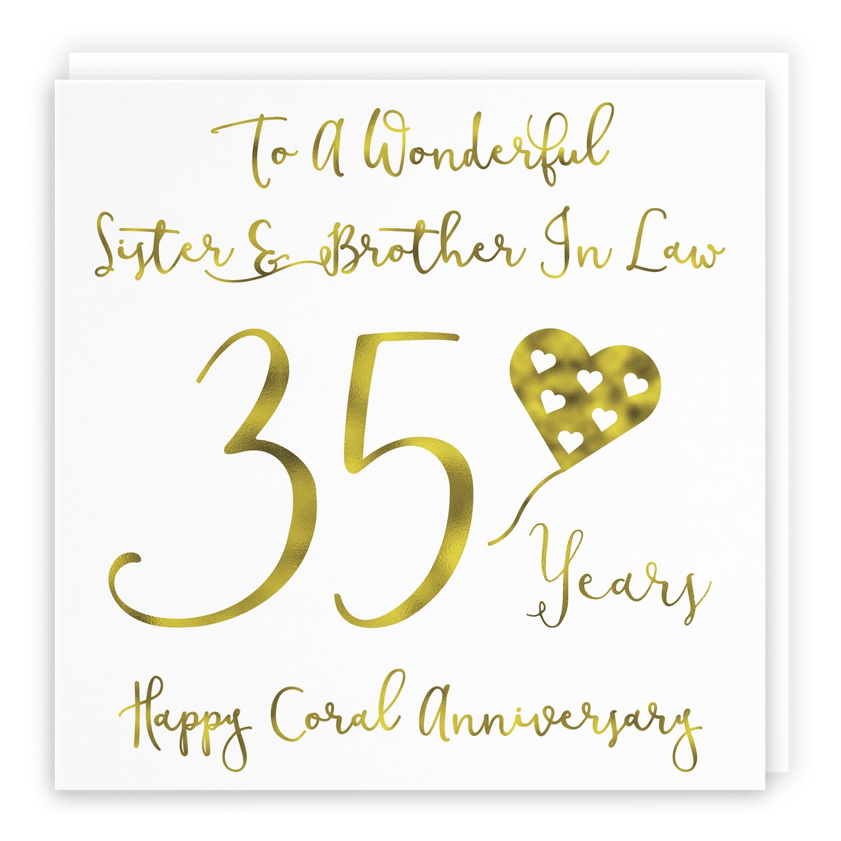 Hunts England, Sister And Brother In Law 35th Anniversary Card, To A Wonderful Sister & Brother In Law, 35 Years