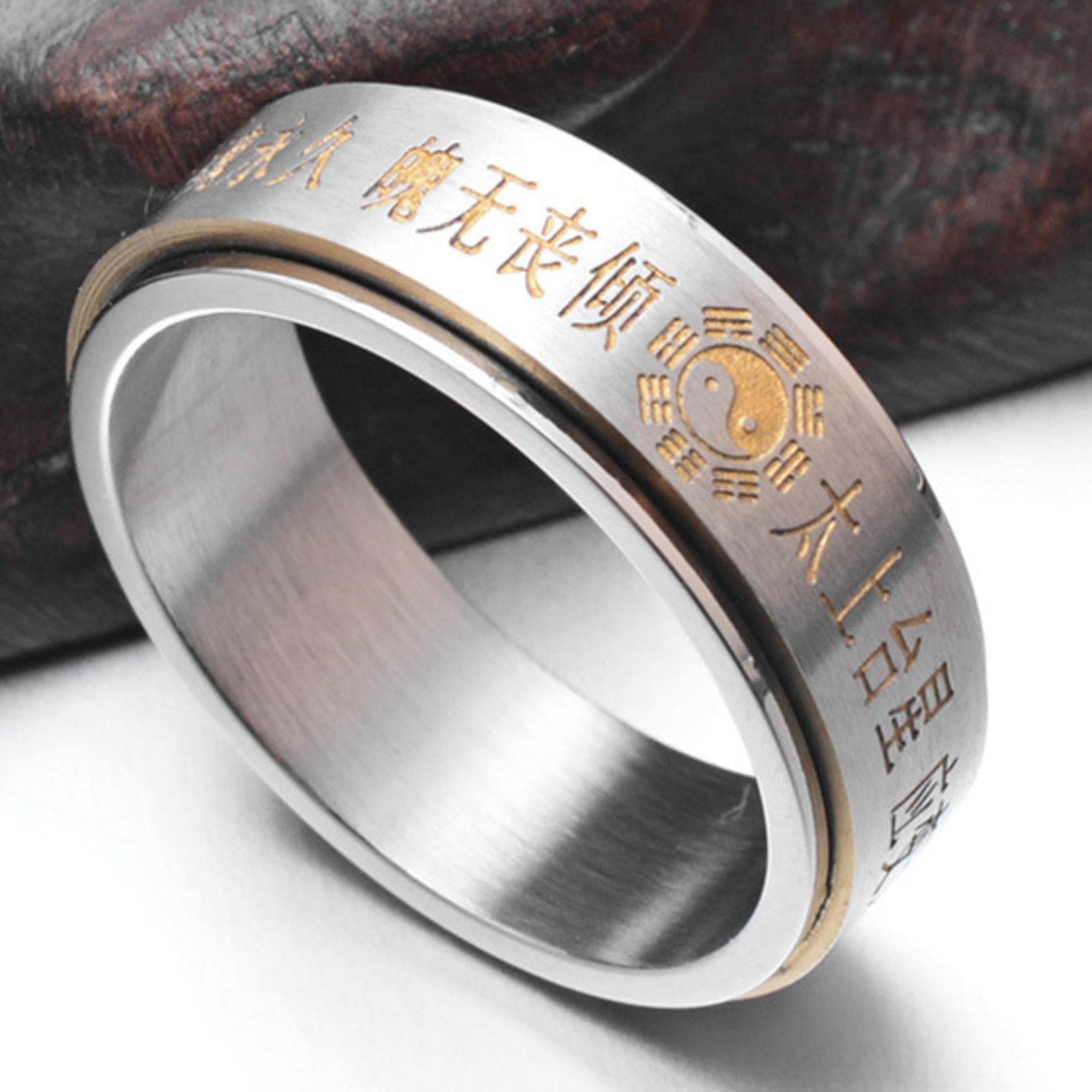 Chiński Pierścień Szczęścia Feng Shui ， Pierścienie Feng Shui Mantra Spin dla mężczyzn Chiński Taoistyczny Mantra Budda Amulet Szczęścia Obrotowy