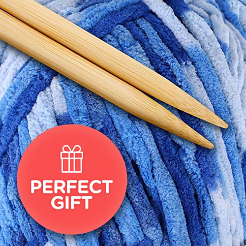J Mark Chunky Blanket Yarn For Knitting 437 Yd. 28 Oz. (800 G) & Crocheting, Thick Yarn Balls, Circular Knitting Needle, Crochet Hooks, Measuring Tape, Scissors, Pins, Blunt Metal Needles, Manual #TOP4