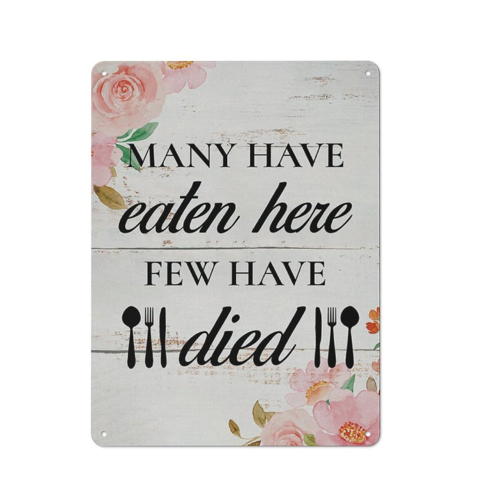 Rustic Metal Tin Sign, Funny Farmhouse Kitchen Print, Home Kitchen Casual Creative Wall Decor 12x8 Inch