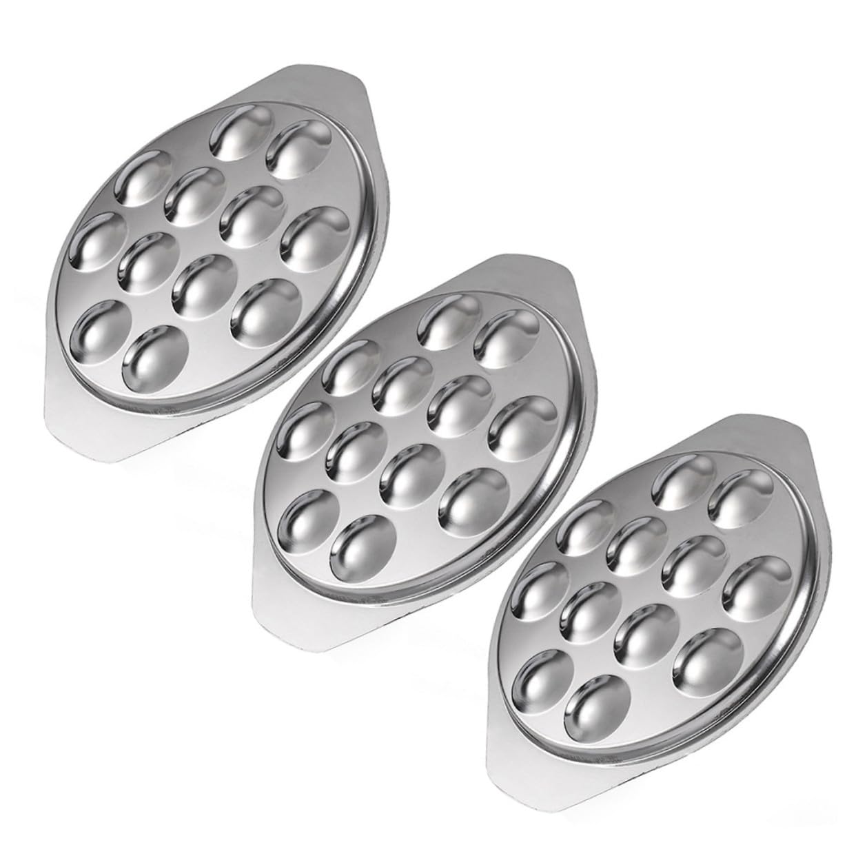 Cuisson four et service d'escargots par 3 - Assiette inox conductrice avec compartiments stables
