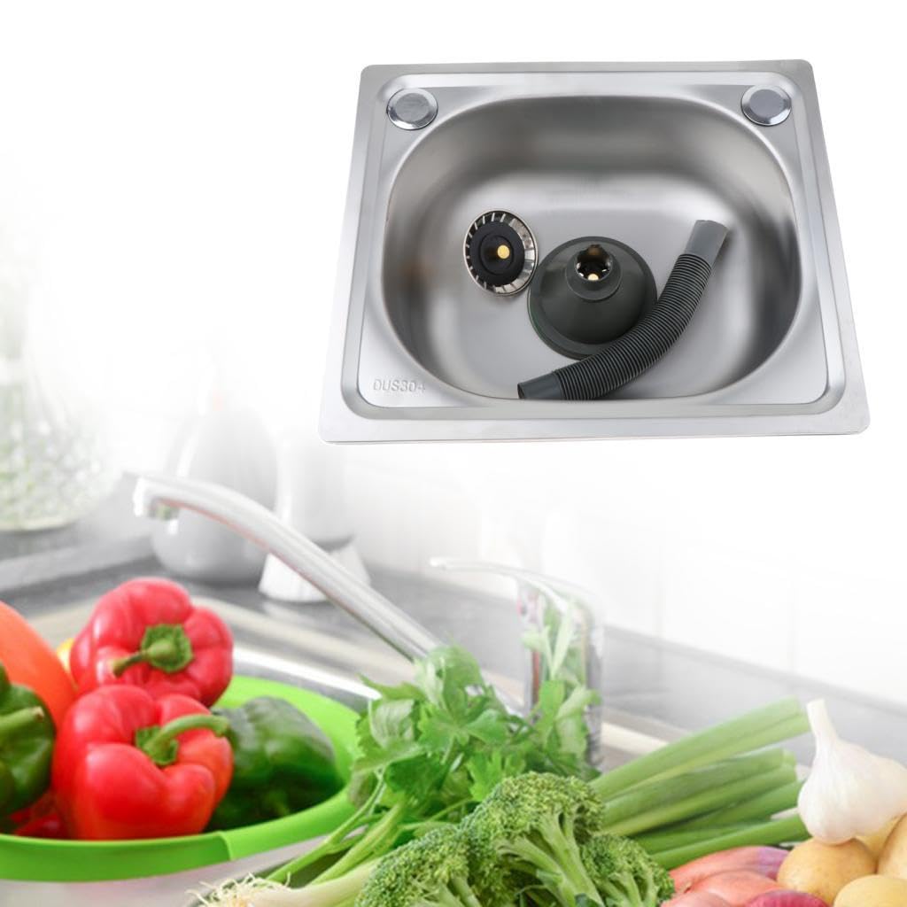 Lavabo multifonctionnel en acier inoxydable, barre de camping-car, vidange facile, évier Commercial, évier de vaisselle d'hôtel avec accessoires, 37x31cm