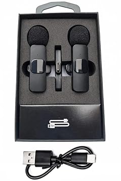 K9 Wireless Lavalier Microphone, Dual Mic Set with Type-C Receiver, Crystal Clear Sound, 4 Hours Battery Life