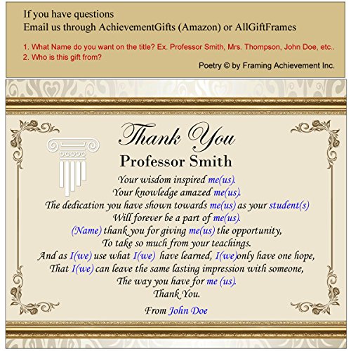 Allgiftframes Thank You Teacher Educator Mentor Professor Walnut Poetry Plaque With Easel Appreciation Poem Present Preschool (Regular 8X10) #TOP1