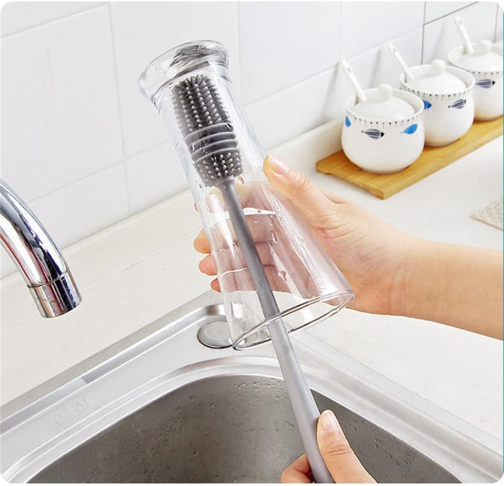 Silicone Cup Brush Scrubber Glass Cleaner Kitchen Cleaning Tool Long Handle Drink Wineglass Bottle