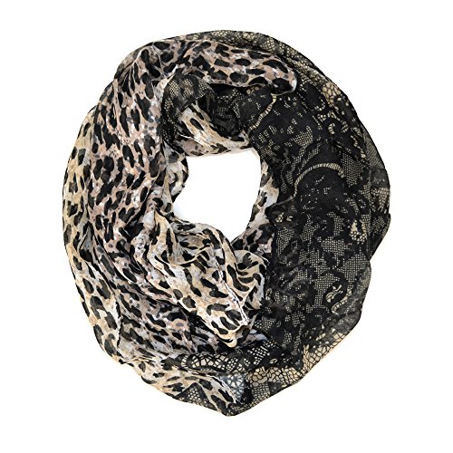 Leopard & Lace Print Soft Infinity Loop Scarf