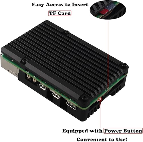 Miniatura 3 de ZDE - Carcasa de aluminio para Raspberry Pi 5, disipador de calor de refrigeración pasiva, carcasa metálica de disipación de calor para Raspberry Pi