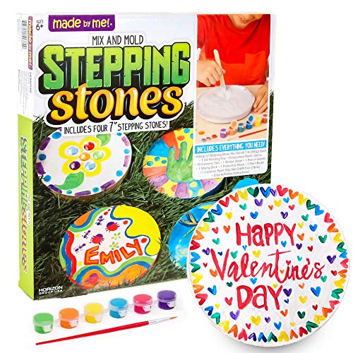 Made By Me Mix & Mold Your Own & Make 4 DIY Personalized Stepping Stones, Great Spring & Summer Weekend Activity, Perfect Keepsake, Birthday Party Idea for Kids Ages 5, 6, 7, 8, 9, Multicolor
