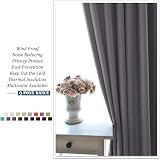 PONY DANCE Blackout Thermal Curtain - 94 Inch Long Grey Eyelet Top Curtains for for Living Room, Room Darkening & Energy Saving Soundproof Privacy Drapes 55 x 94 Inch, 2 Panels, Grey - 8
