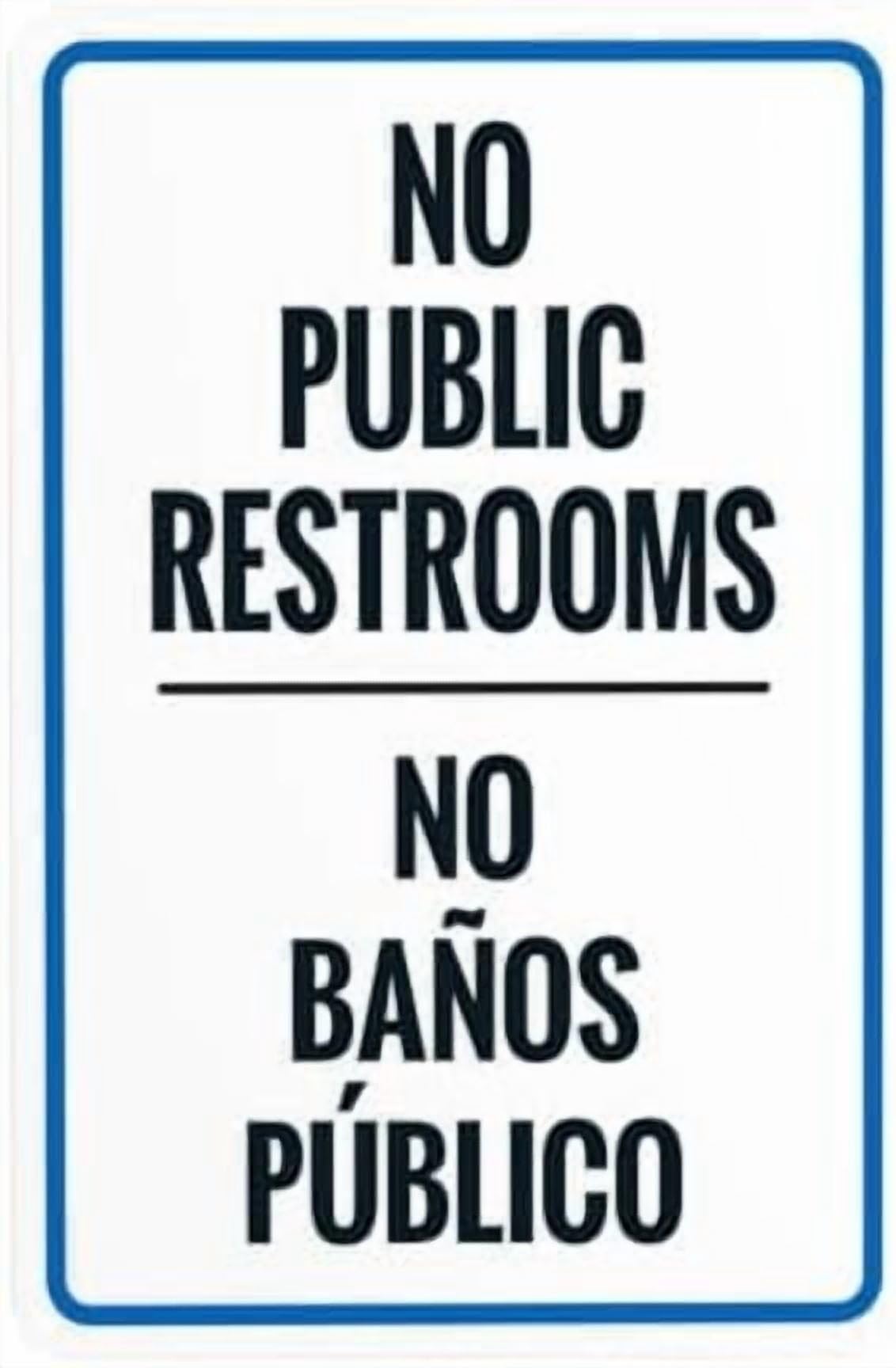 (2-Pack) Metal Tin Sign No Public Restrooms Servicios Privados Warning Sign, Restroom Signs for Home Outdoor Indoor Road Yard Garage Street Wall Caution Custom Decor 8 x 12 Inch