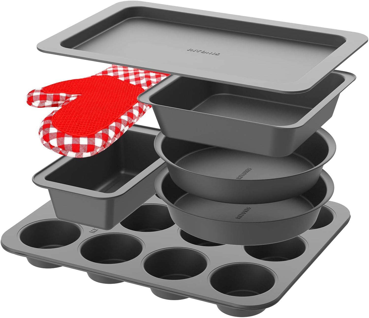 6-Piece Baking Pans Set, Nonstick Baking Set with Glove