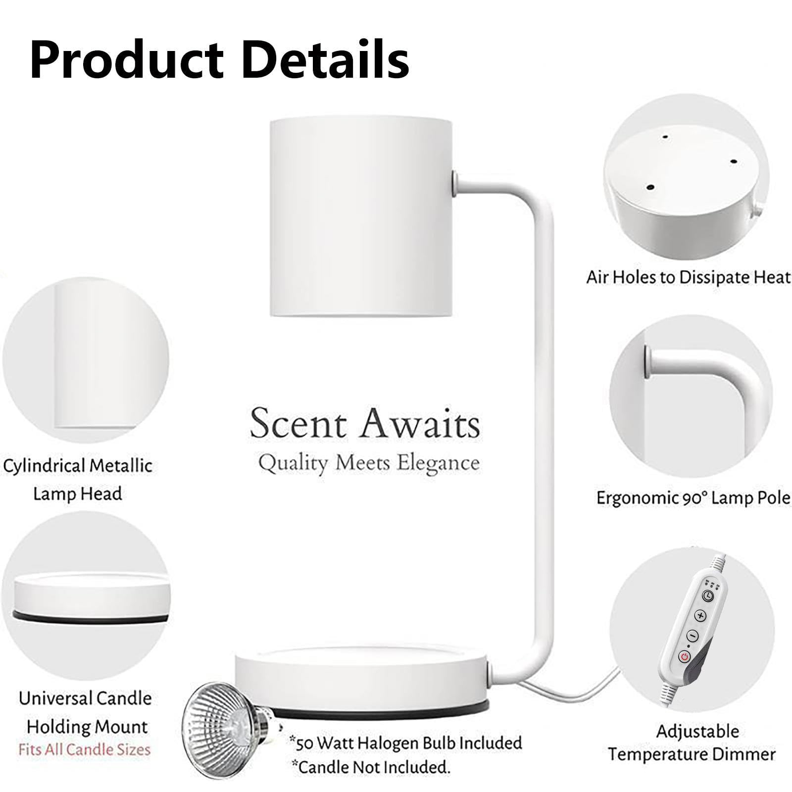 HAZARA Lampe à Bougie, Lampe Chauffante pour Bougie avec Minuterie,Variateur Et 2 Ampoules, Chauffe-Bougies avec Minuterie Cadeaux de Noël pour Les Amateurs de Bougies,A-Black