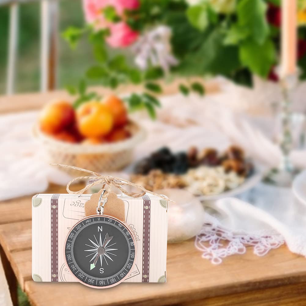 Wakects Set di Scatole Regalo per Bomboniere da 20 Pezzi Scatole di Caramelle di Carta con Bussola Ed Etichette Kraft 8 X 3 X 5 Cm per Viaggi a Tema Matrimonio Baby Shower Decorazioni per Feste di