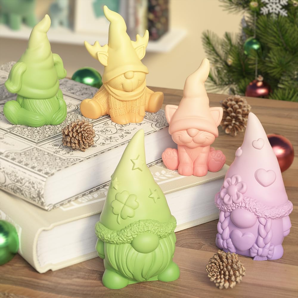 2 Pack Easter Elf Gnome Silicone Mold for Candle Soap Resin Plaster Crafts