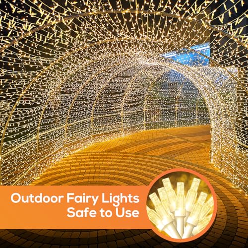 THKFUL Outdoor String Lights Mains Powered,50M 300LED Crystal Indoor Fairy Lights,Tree Lights Waterproof Remote with 8 Modes for Outside Garden Window Yard (Warm White) - Image 4