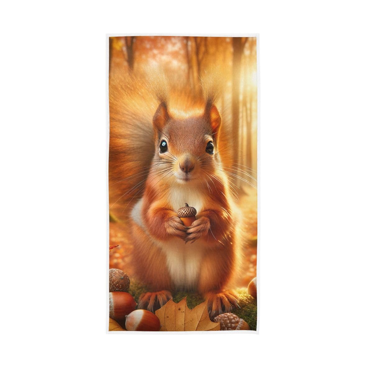 LSRCPD Autumn Cute Squirrel Hand Towel, Face Towels for Bathroom 15 x 30 Inches, Bathroom Towel