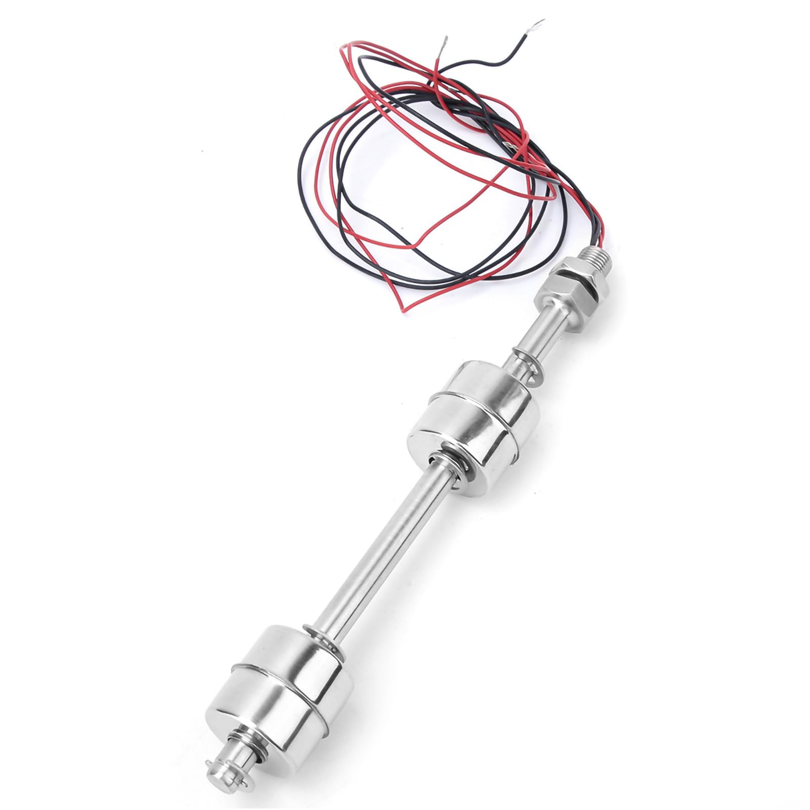 Ejoyous Interruptor de Flotador Doble Bola Sensor de Nivel de Agua Controlador de Líquido de Acero Inoxidable 304 para Tanque Piscina Lavabo Acuario Detector de Nivel de Agua (Cuerpo Flotante 150mm)