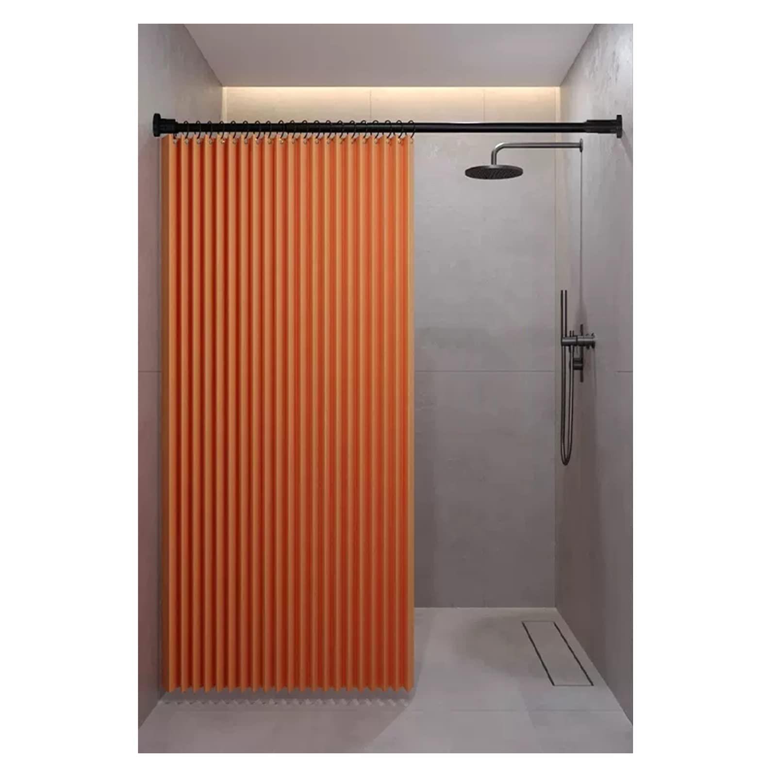 MYUYEE Waterproof Shower Curtain For Bathroom Foldable Privacy Partition With Metal Grommets Ideal For Home & Hotel Bathtubs 6 Colors Available (Orange-100X200Cm)