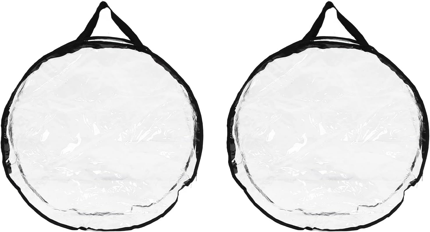 Transparent Round Wreath Storage Bag with Black, Heavy Duty PVC Material, Large Capacity Container for Garden, Garage, Shed Organization (Black Side Style 2 Packages)