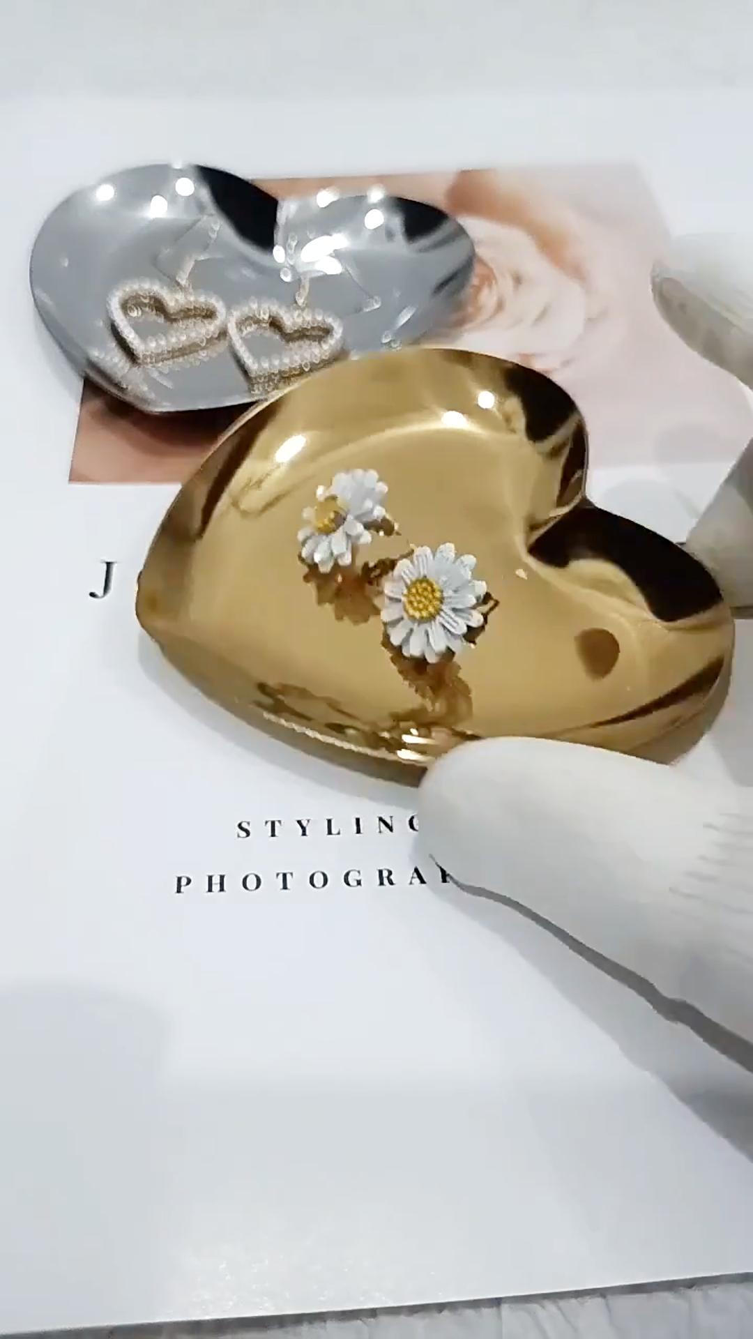 Beavorty Vassoio Portagioielli Forma Di Cuore Vassoio Portagioielli Per Casa Organizer Da Tavolo Accessori Estetici Da Scrivania