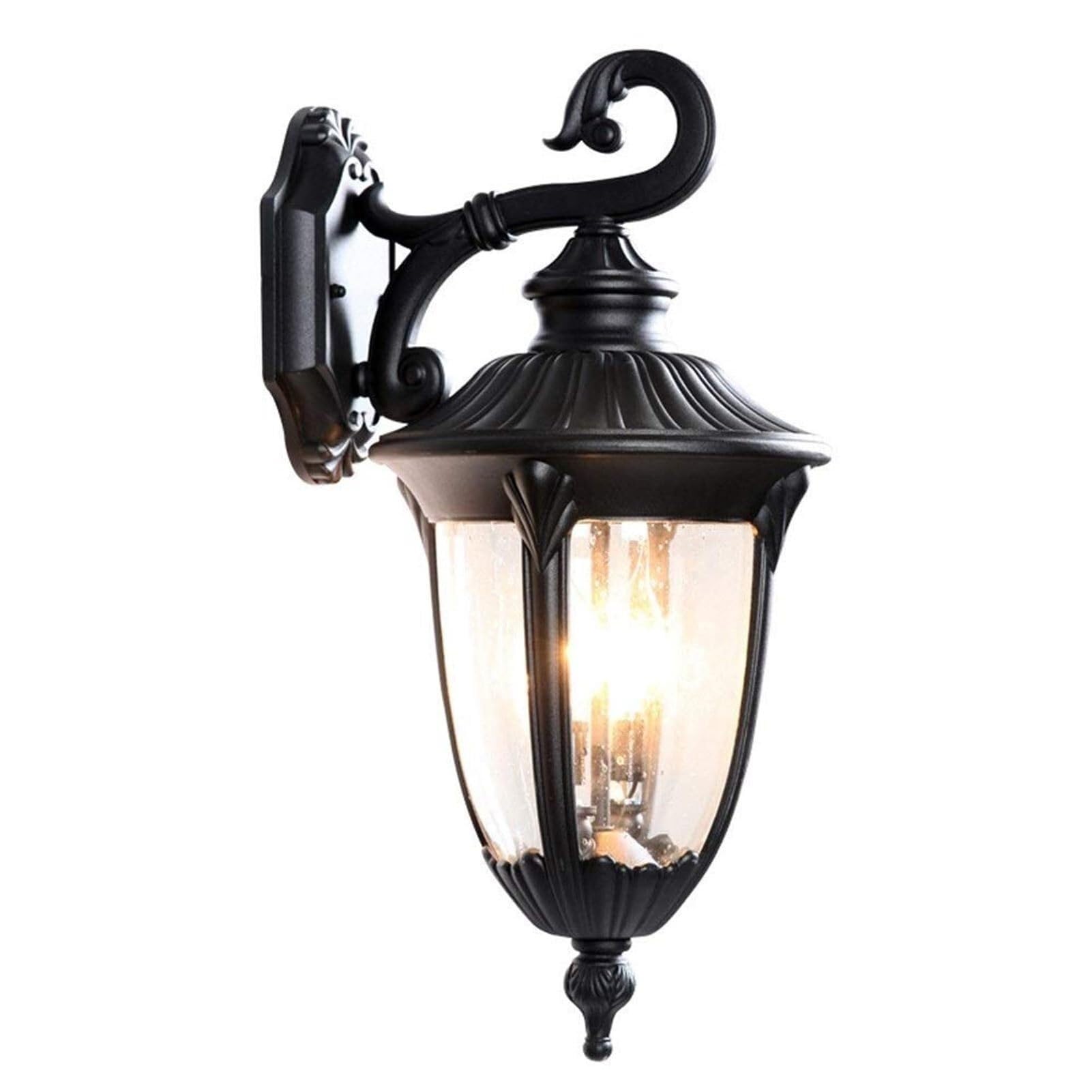 OZBMA Aluminum Glass Wall Sconce Outdoor Black Light Fixture Aisle Balcony Lamp for Patio House Front Door Garage Gazebo