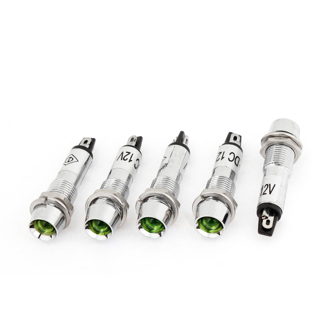 Imported DC 12V Metal Case Signal Indicator P Light 5 Pcs Green Lamp-picture-18