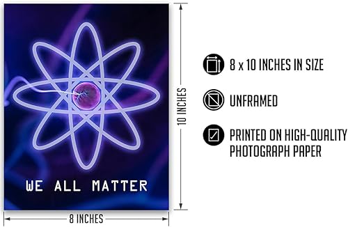 Miniatura 3 de Govivo We All Matter - Decoración de pared de juego de palabras de ciencia de arte atómico para el aula - Arte de pared para profesores - Decoración