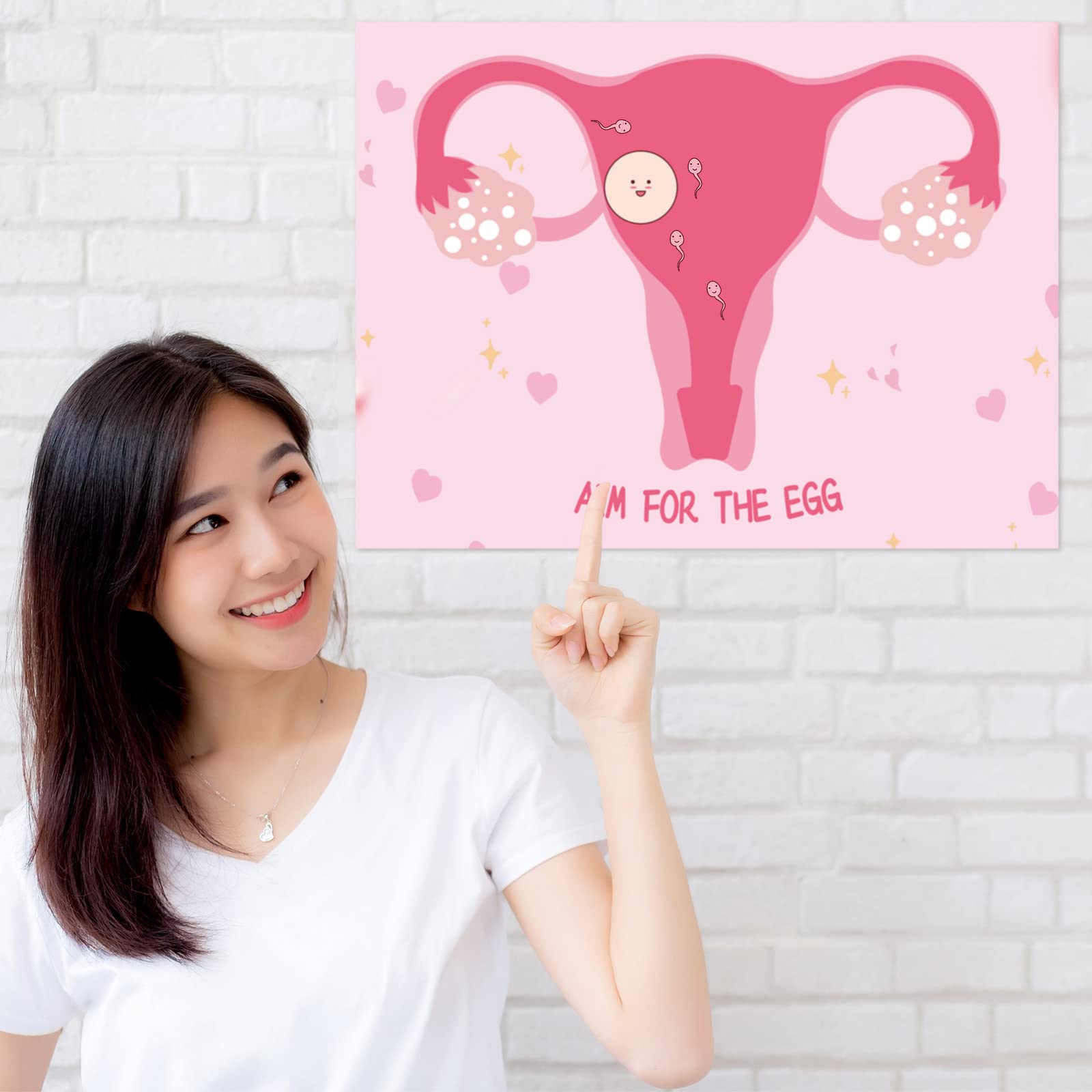 38 Pieces Aim for the Egg Fun Party Game Funny Baby Shower Games Uterus