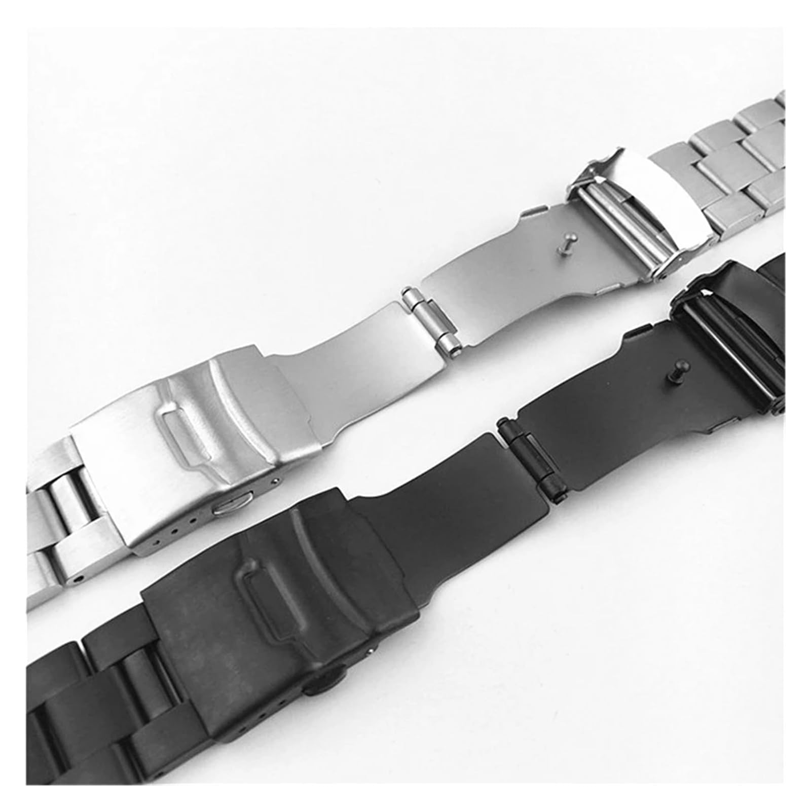 Pasek do zegarka z szybkozłączką, Solidny zakrzywiony koniec 18mm 19mm 20mm 21mm 22mm 24mm pasek do zegarka ze stali nierdzewnej srebrny czarny matowy metalowy pasek bransoletka pasek na nadgarstek