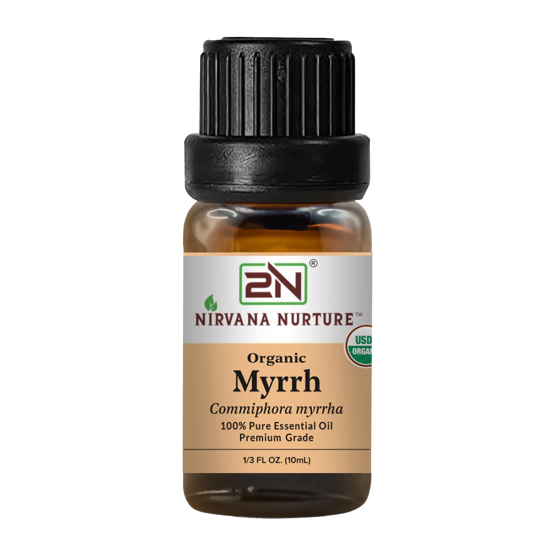 Nirvana Nurture Myrrh Essential Oil, USDA Certified Organic, 100% Pure Undiluted, Aromatherapy Oil for Diffuser, Hair & Skin Care