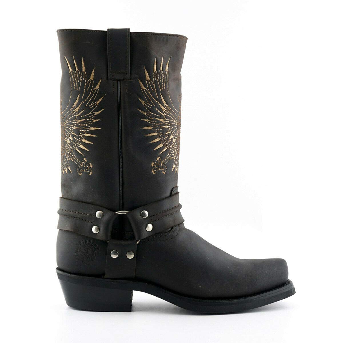 Grinders Bald Eagle Stivali da Uomo di Pelle con Punta Quadrata Stile Cowboy