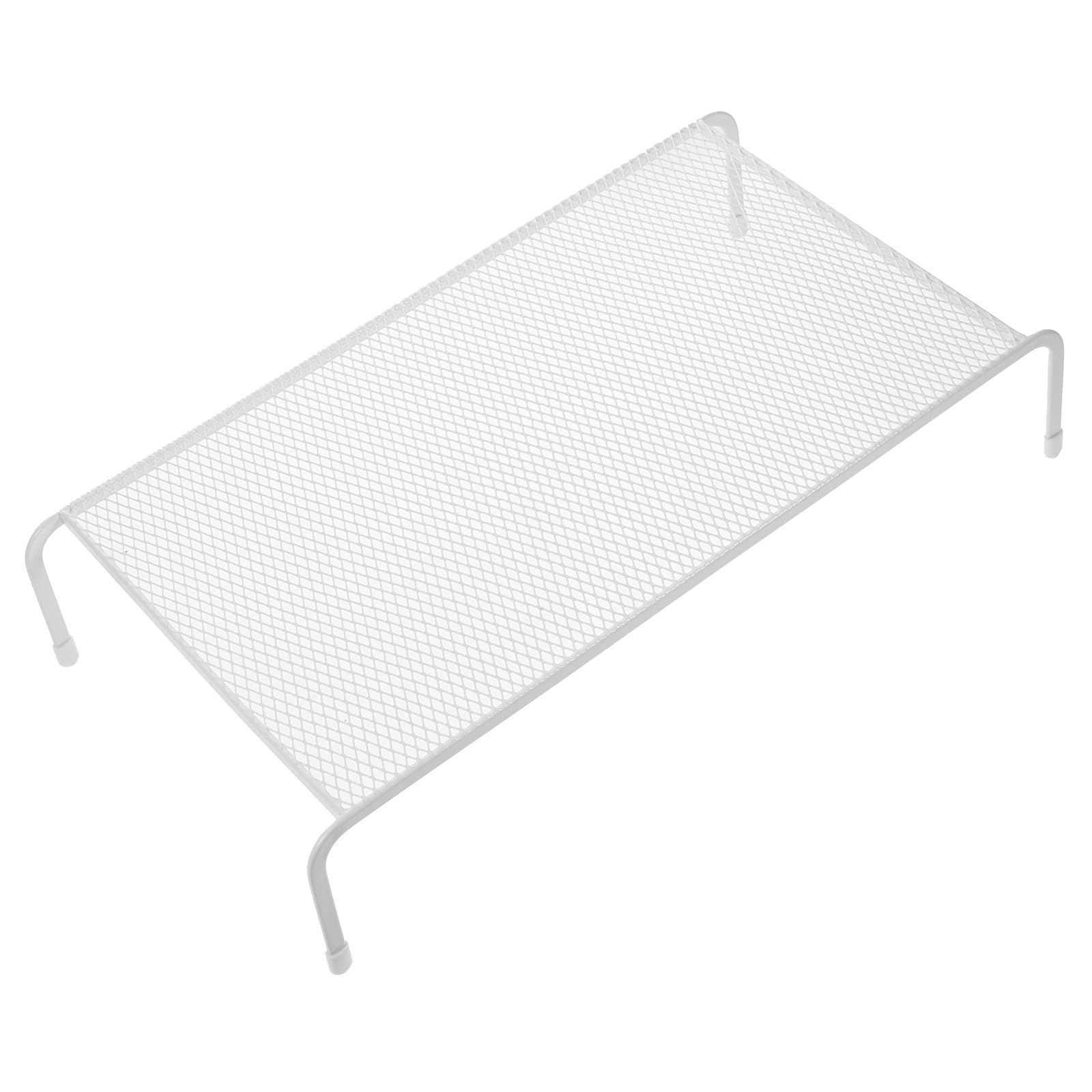 Soporte elevador de monitor de hierro blanco con estante de almacenamiento para ordenador portátil