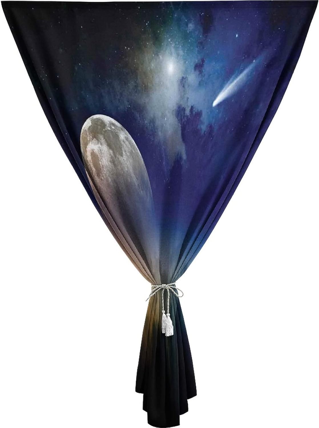 Travel Windows Blackout Curtain, Outer Space Curtain Shades, Vibrant Clouds Full Moon Rise and Comet in Dark Sky Print Adjustable Temporary Blackout Shades,47W x54L Inches, for Kitchen Bathroom