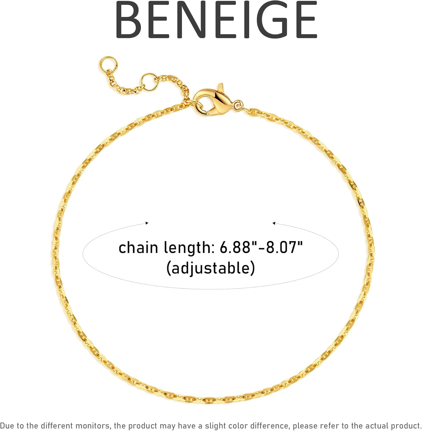 BENEIGE Women Bracelet 14K Gold Plated Paperclip Satellite Bead Ball Oval Cuba Cable Box Chain Daily Charm Layered Link Silver Bracelets Adjustable Jewelry - Image 5
