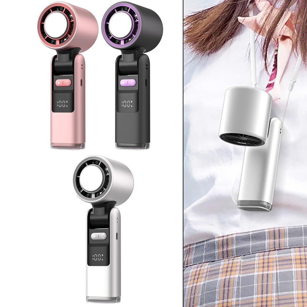 Ventola di raffreddamento portatile Turbo Fan ricaricabile USB Mini ventilatore portatile con display digitale a 100 velocità per picnic all'aperto pronto da viaggio (nero)