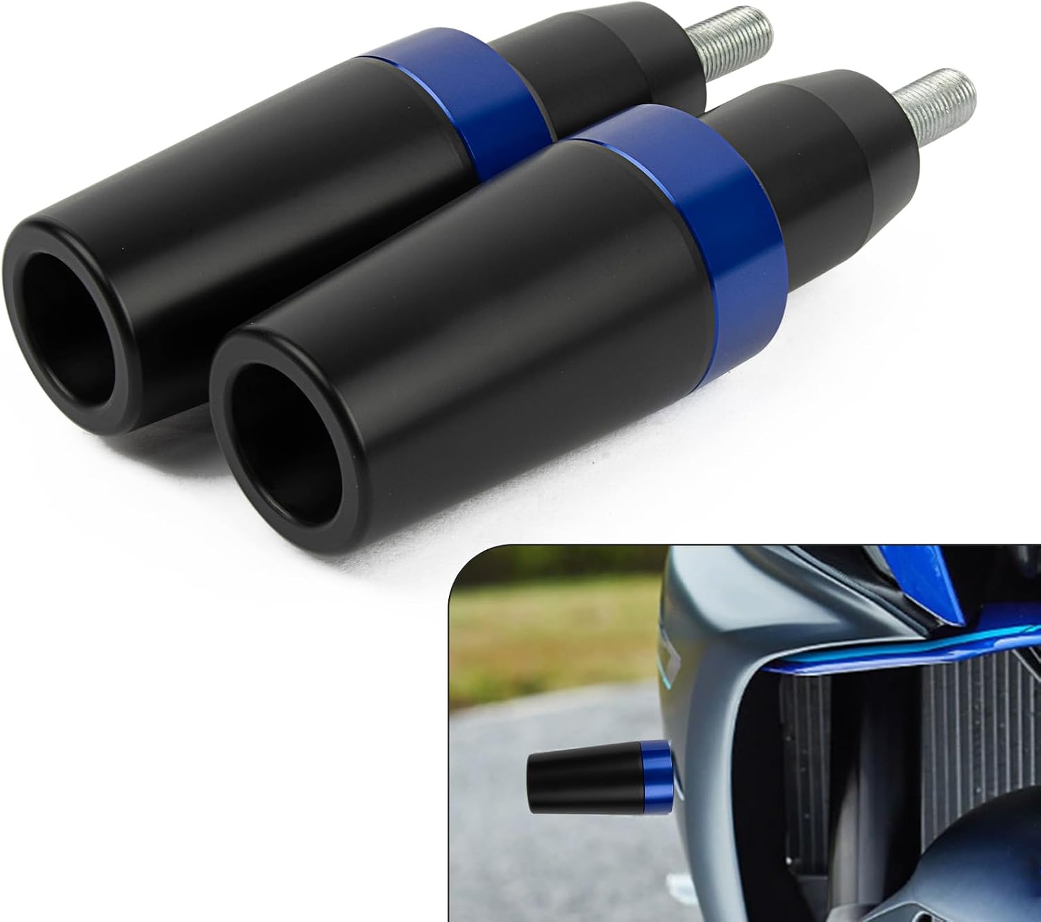 R7 Frame Sliders Falling Protection - PSLER Motorcycle Cnc Aluminium Crash Bar No Cut Slider Protector Accessories for YZFR7 2021 2022 2023 2024 2025,Blue