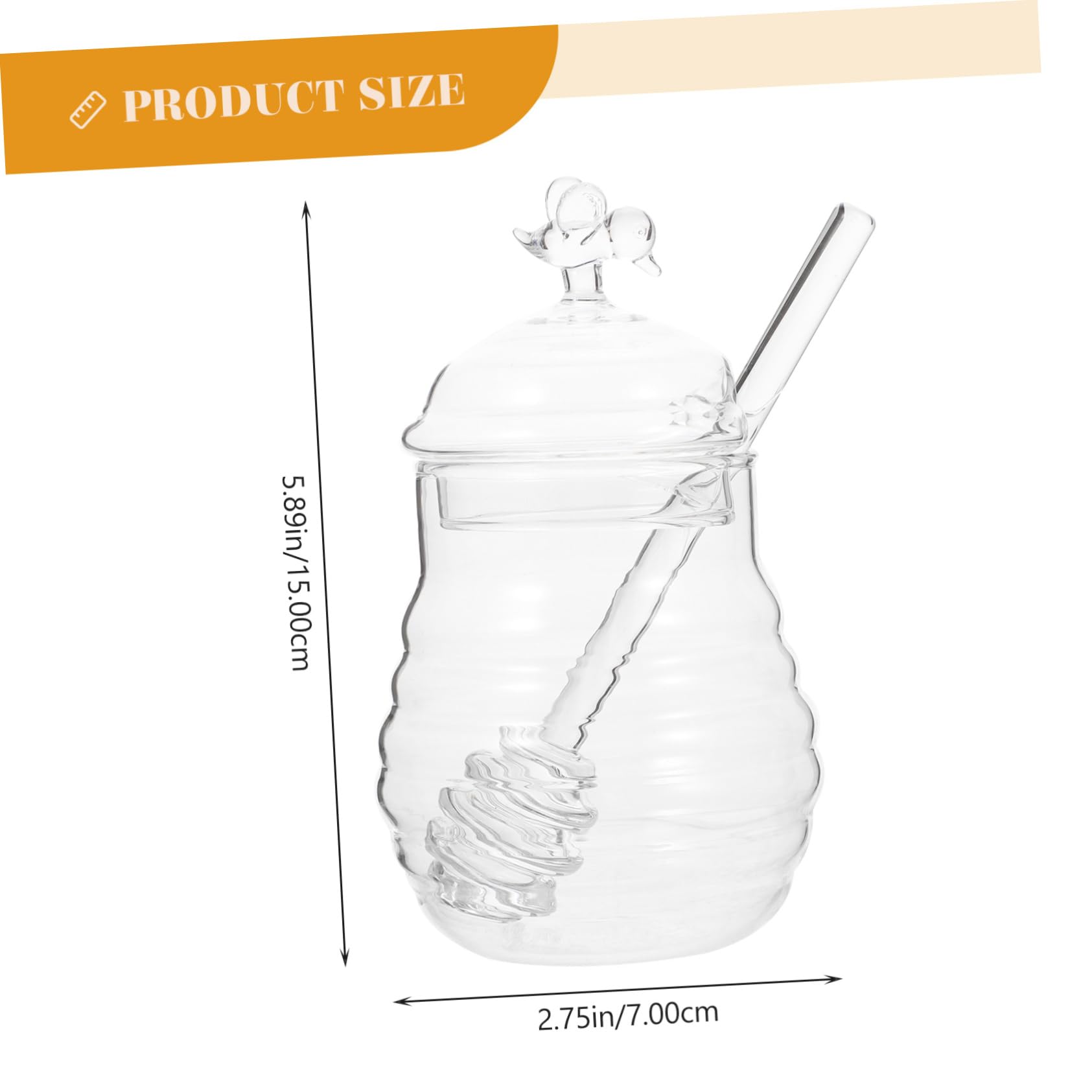 Amosfun 1Set Glass Honey Pot with Dipper Cute Honey Container for Kitchen Storage Random Lid Style and Stylish Honey Dispenser for Home Use for Weddings and Parties