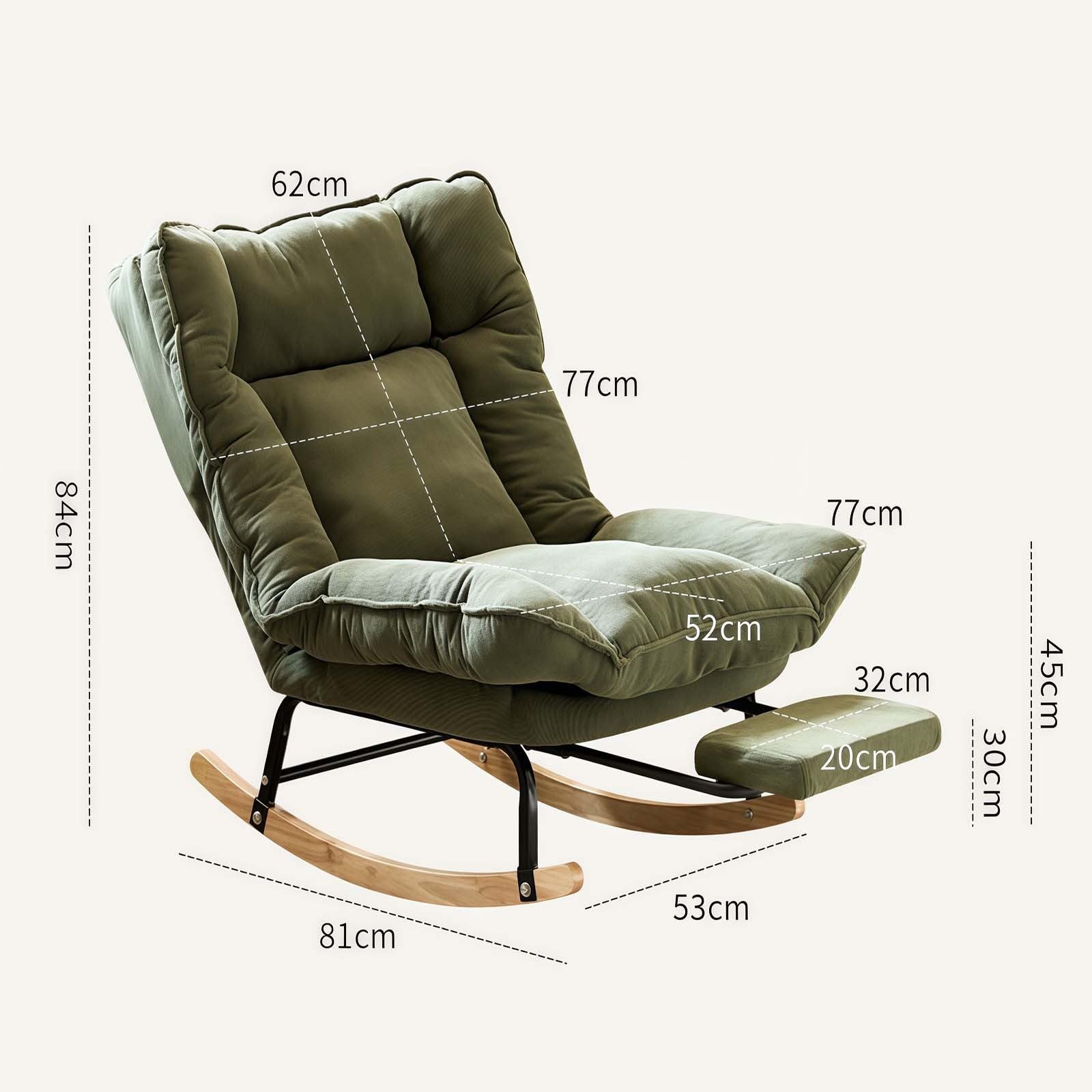 Sedia a dondolo con poggiapiedi e poggiatesta, comoda sedia a dondolo traspirante per camera da letto, schienale regolabile rimovibile, sedia da giardino per esterni, sedie a gravità zero con