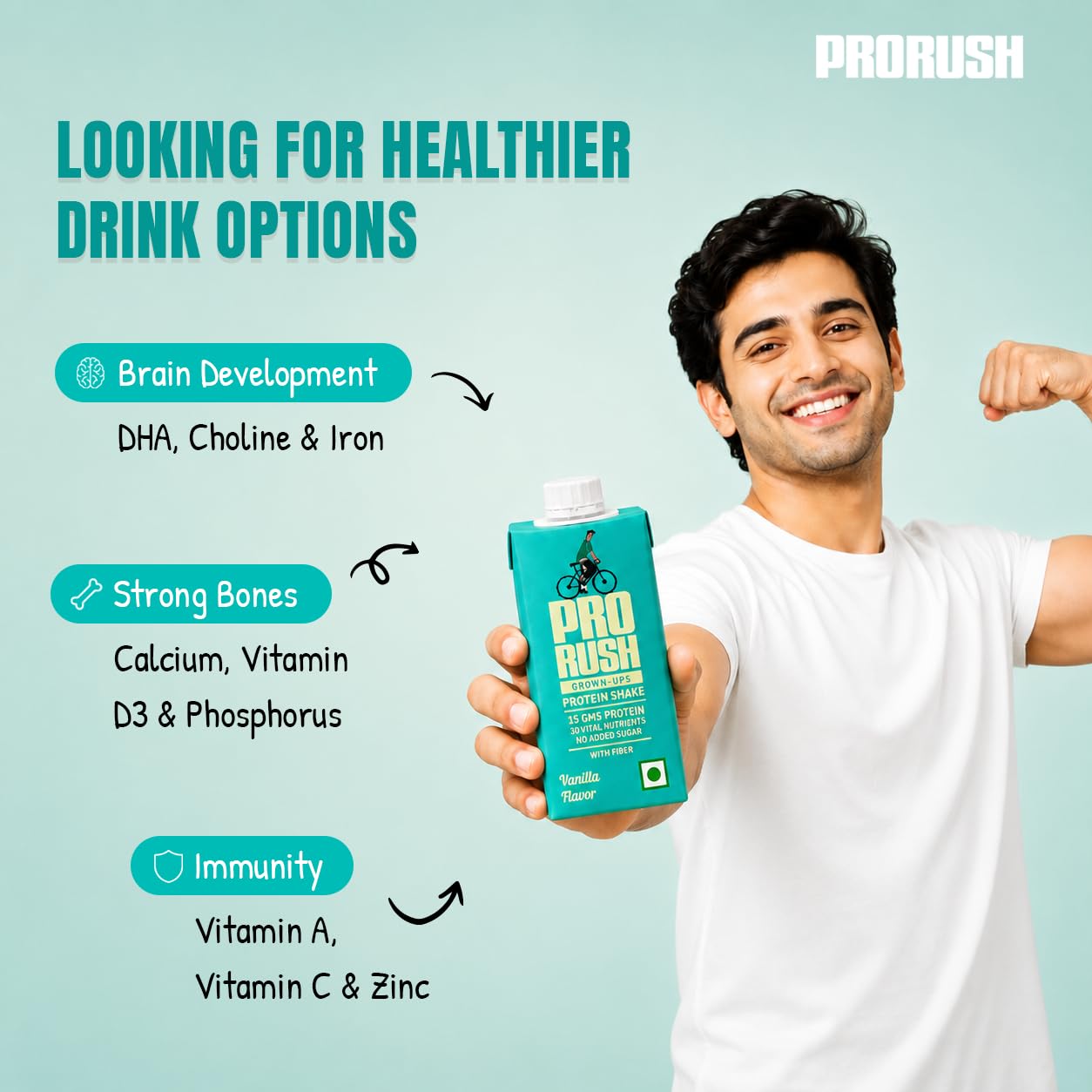 ProRush Vanilla Protein Shake 250ml (Pack of 2) | Ready-to-Drink Protein Beverage with High Protein & Vitamins | Vanilla Flavour | Post Workout & Daily Nutrition Drink — Amazon image 4