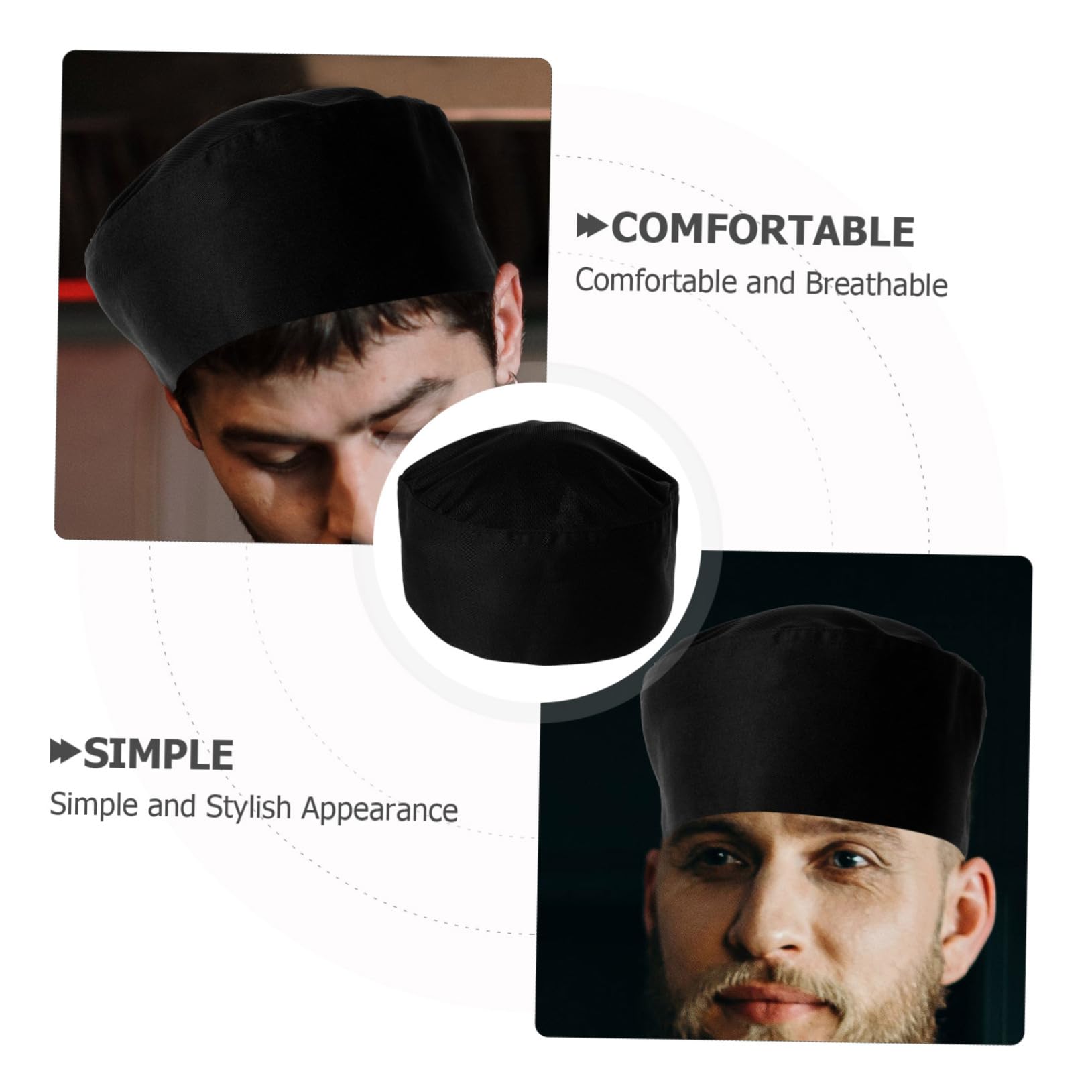 Holibanna Gorro De Trabajo De Cocina Gorro De Cocinero Sombrero De para Hotel Sombrero De Uniforme para Restaurante Sombrero De Cocinero De Cocina Algodón Black