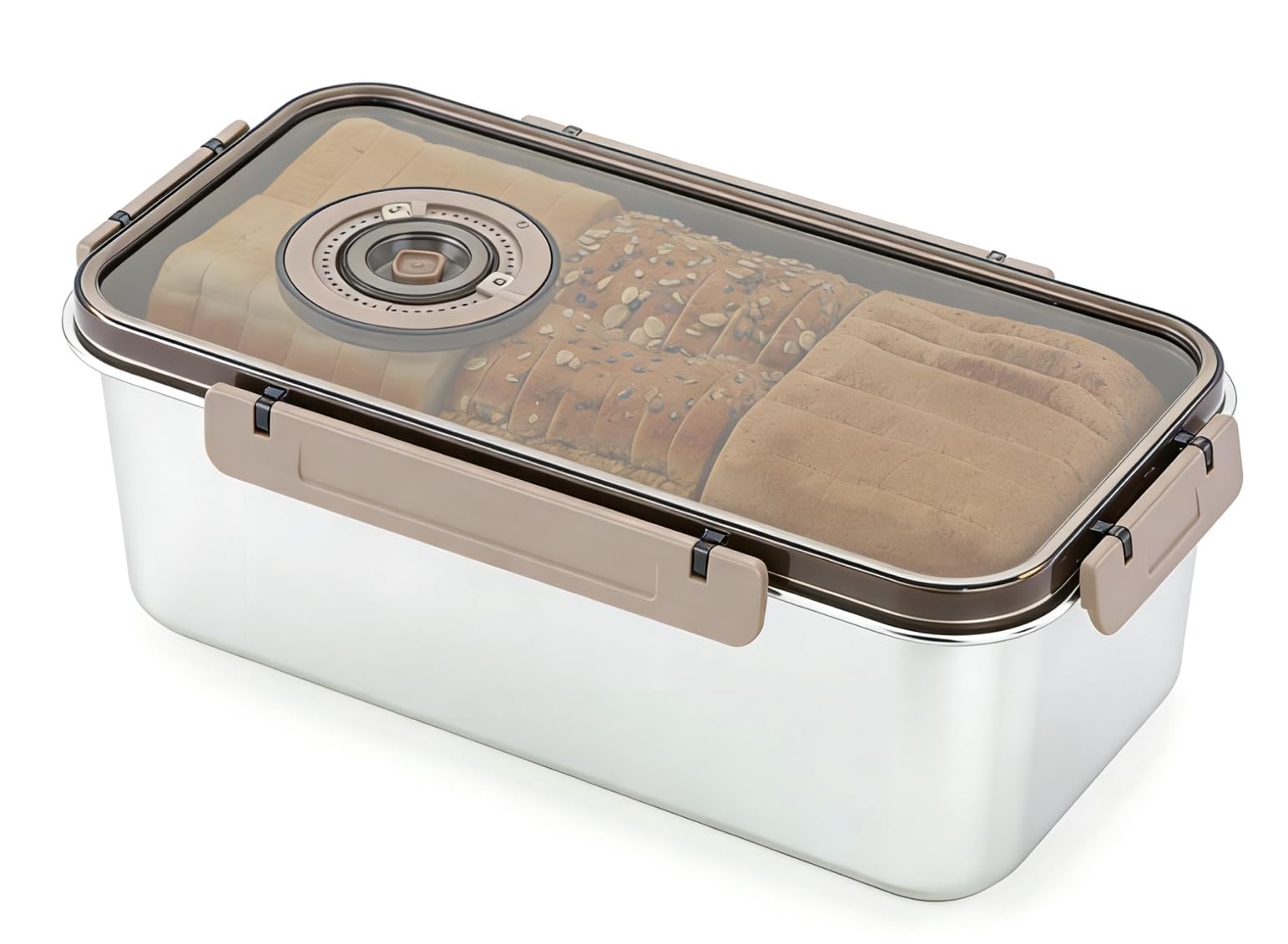 Foravgei Stainless Steel Bread Bin, Airtight Bread Storage Container with Time Recorder for Homemade Bread, Toast, Bagels & Cookies – Kitchen Countertop Bread Box with Lid – Dishwasher Safe