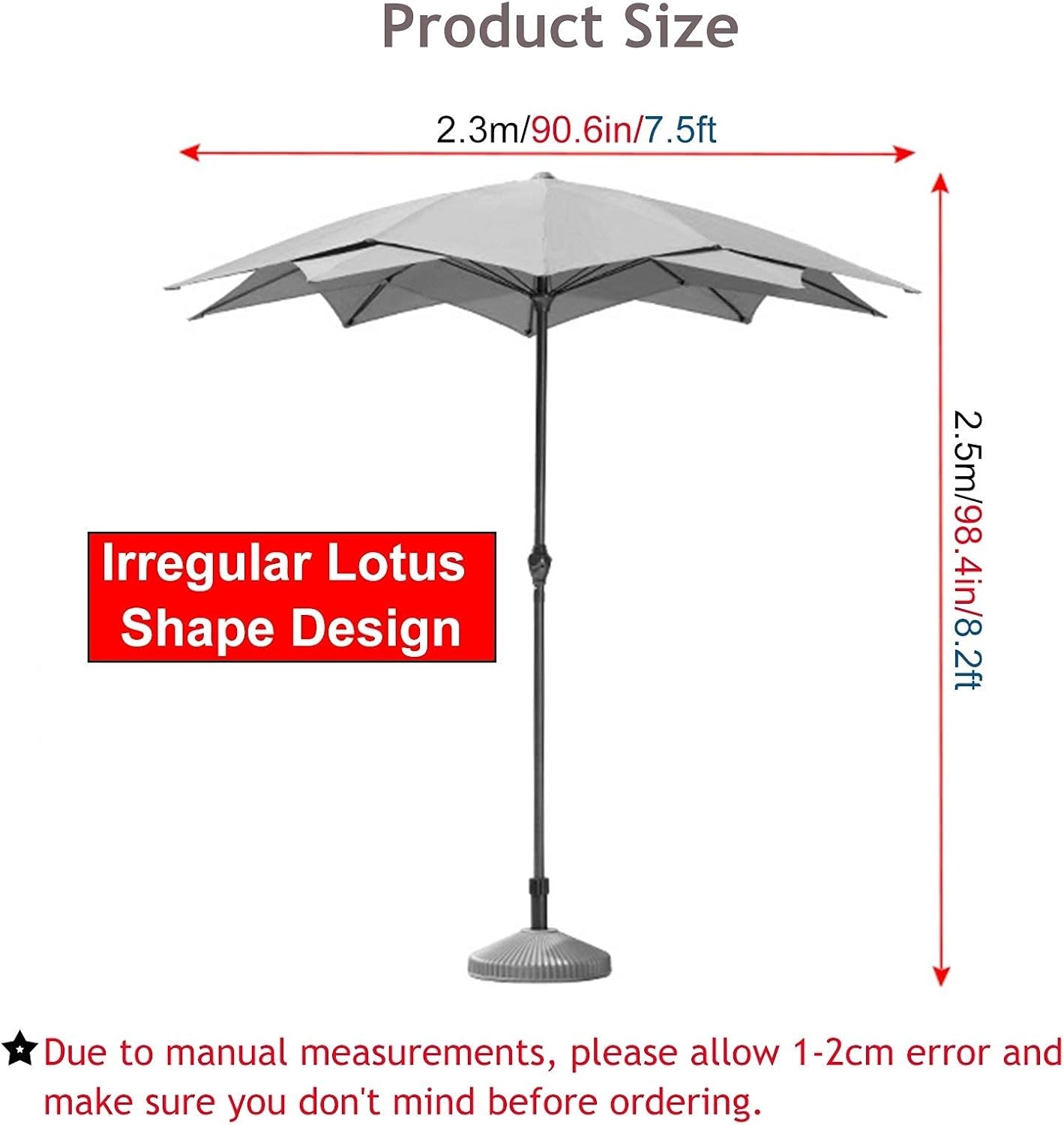 Parasol Umbrella Balcony Parasol Patio Umbrella Canopy, Garden Table Umbrella Plants Shade Umbrella with Double-top Canopy Design, WineRed