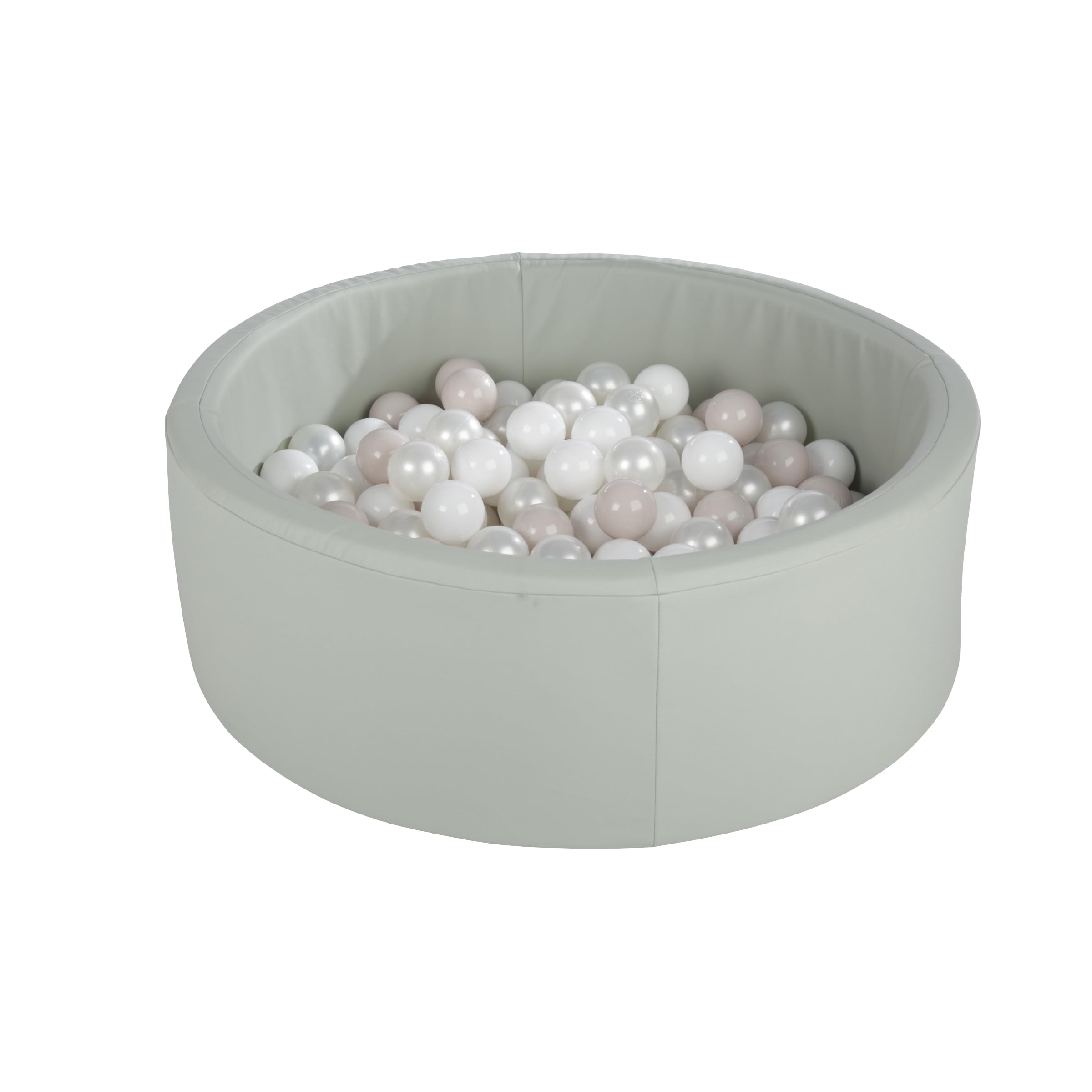 CuddleCo Soft Play Ball Pit with Balls in Sea Salt - Encourages Confidence, Coordination & Creative Play - Lightweight Foam, Wipe-Clean Faux Leather Cover - For Early Development from 12 Months