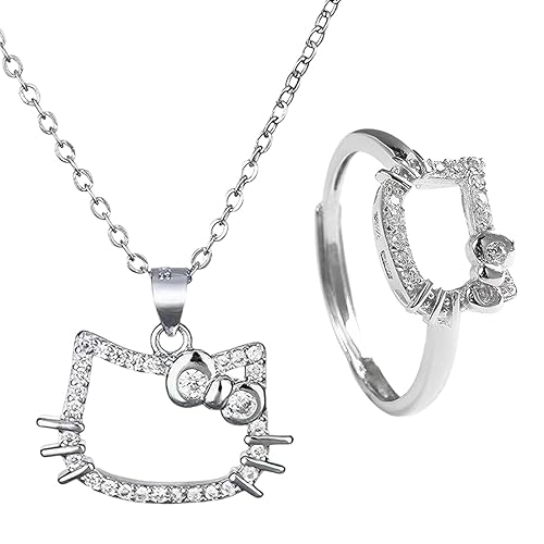 Collier Kitty Bijoux Anneau De Chat Dessin Animé Pendentif Cadeau