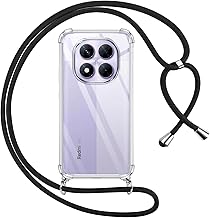 Pnakqil Case for Xiaomi Redmi Note 14 Pro 5G/Poco X7 5G with Rope, Transparent Silicone Case Hang Necklace Neck Strap Chain Lanyard for Redmi Note 14 Pro 5G/Poco X7 5G 6.67 Inch Cases, Black